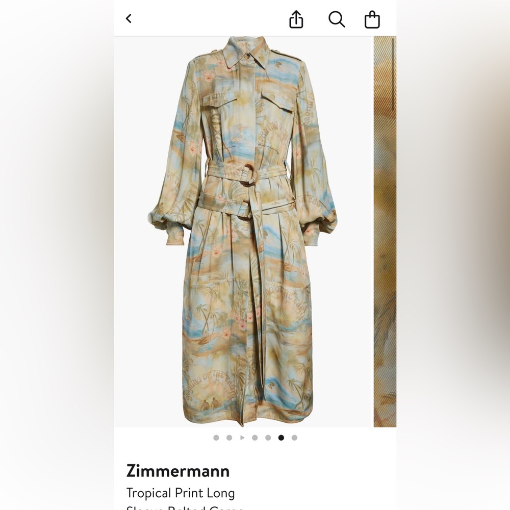 Zimmerman Tropical Print Long Sleeve Belted Cargo Shirtdress